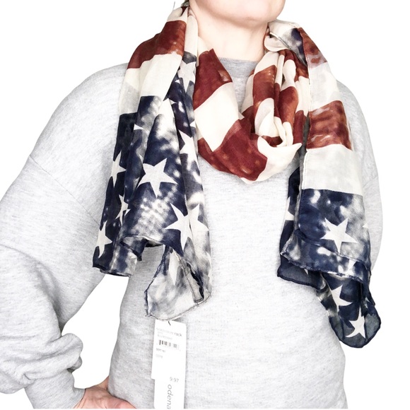 Modena American Flag Rustic Tie Dye Wrap Light Weight Scarf - Picture 1 of 10